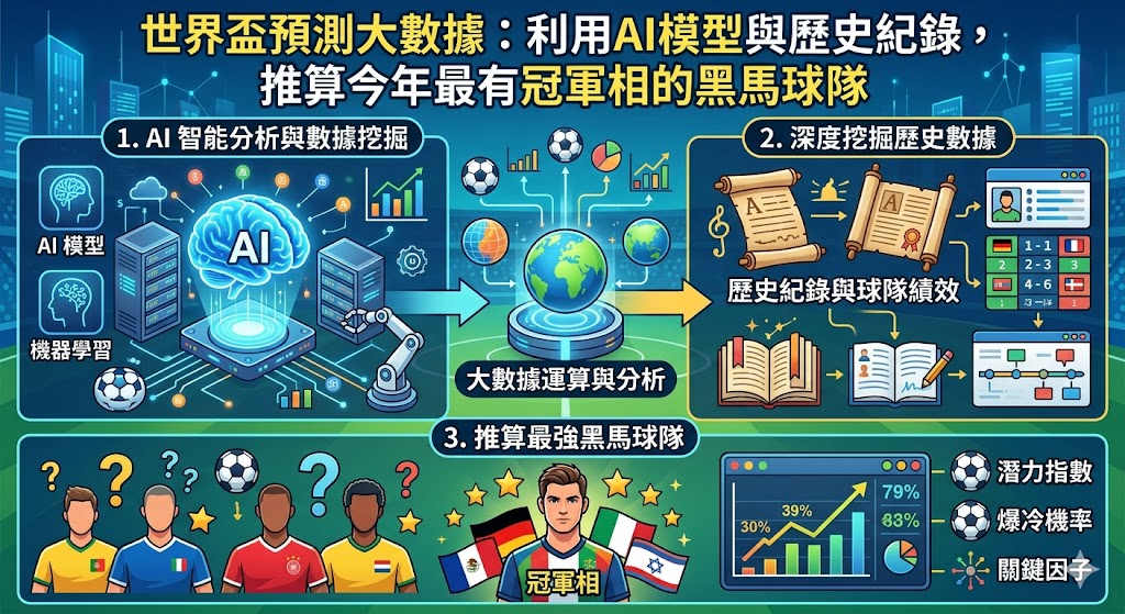 世界盃預測大數據：利用AI模型與歷史紀錄，推算今年最有冠軍相的黑馬球隊