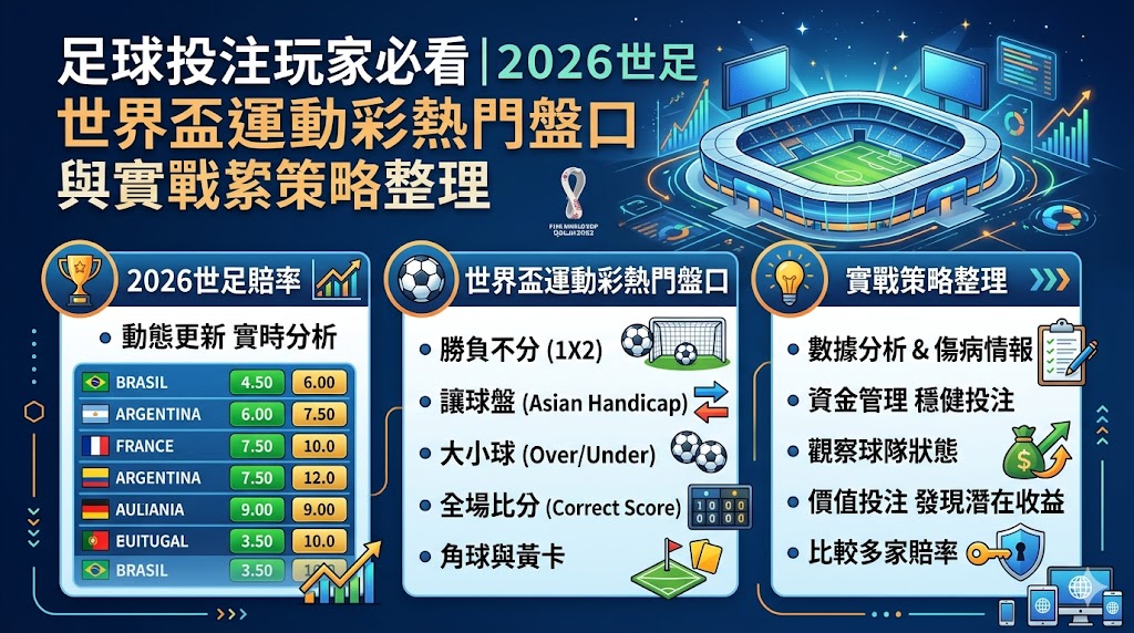 足球投注玩家必看｜2026世足賠率、世界盃運動彩熱門盤口與實戰策略整理