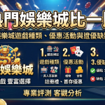 這是一張專為「熱門娛樂城比一比」SEO文章設計的16:9精美縮圖。 畫面清楚標示了大獎娛樂城的遊戲種類、優惠活動與優缺點評比等核心主題。