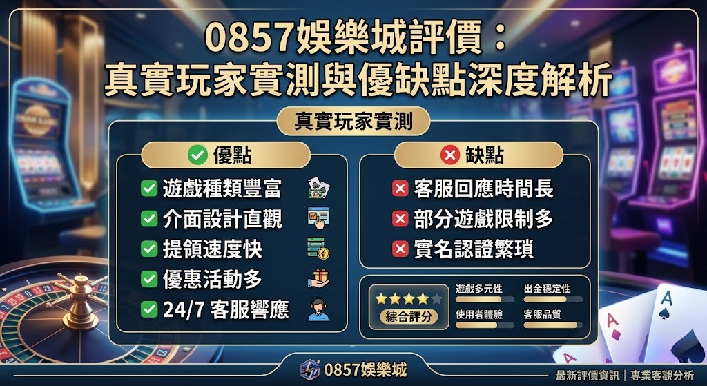 0857娛樂城評價：真實玩家實測與優缺點深度解析