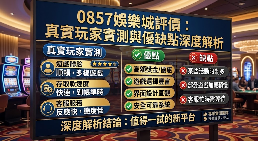 0857娛樂城評價：真實玩家實測與優缺點深度解析